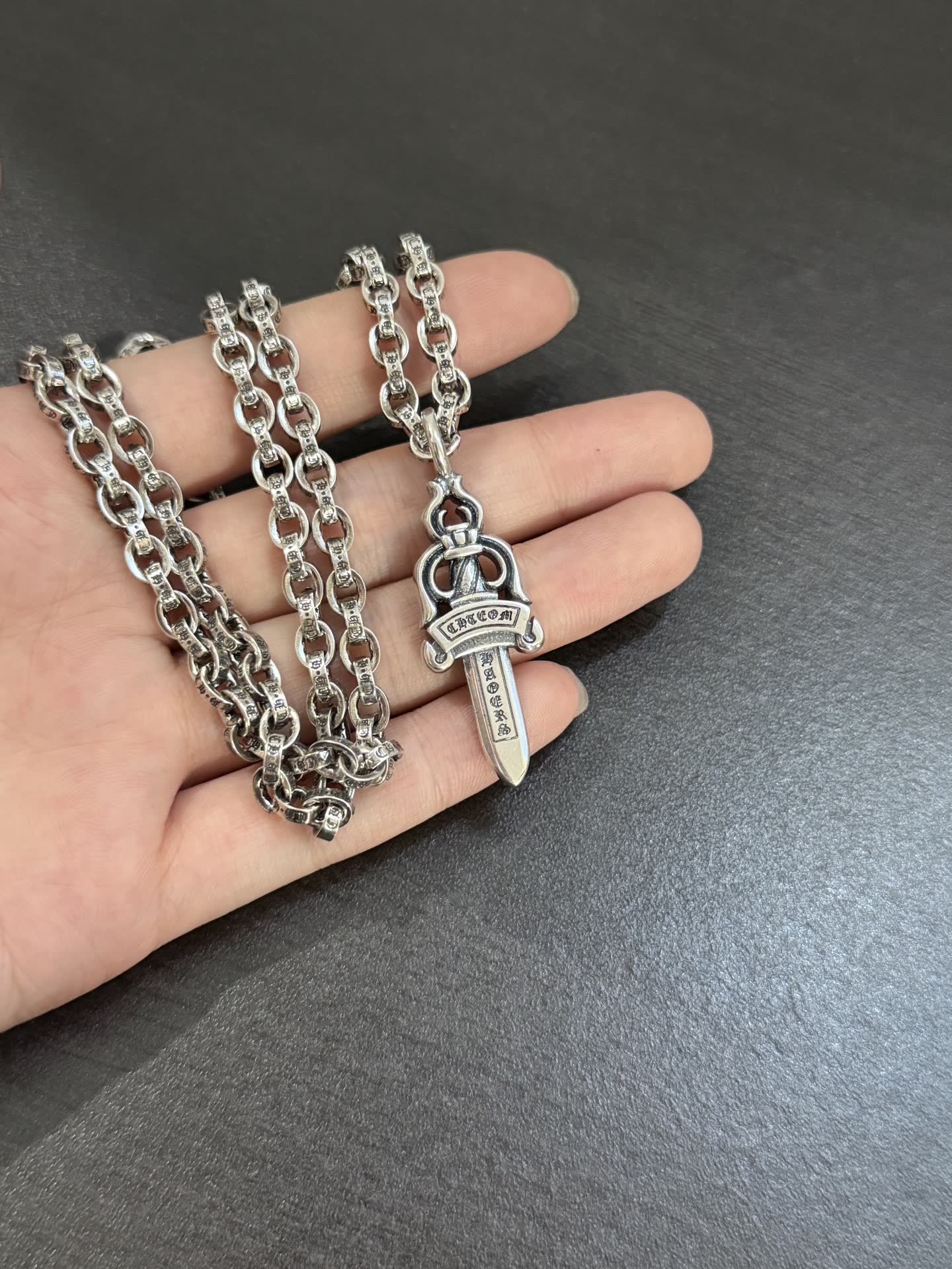 Chrome Hearts Silver Sword Pendant Necklace